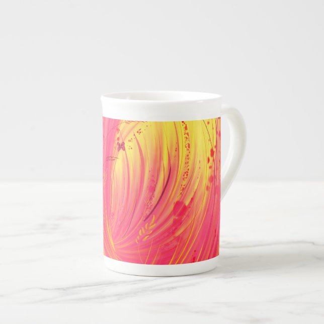 Pink Meadow Bone China Mug (Front Right)