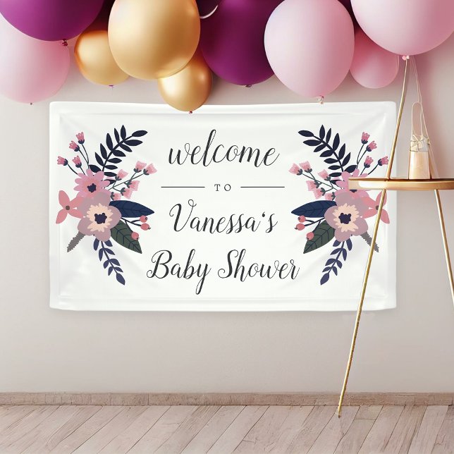 Pink Meadow | Floral Bridal or Baby Shower Welcome Banner (Creator Uploaded)