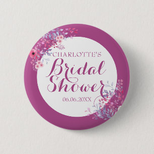 Pink Meadow Floral Bridal Shower 6 Cm Round Badge