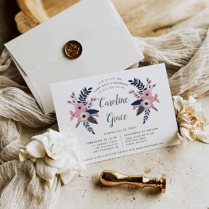 Pink Meadow   Floral First Holy Communion Invitation