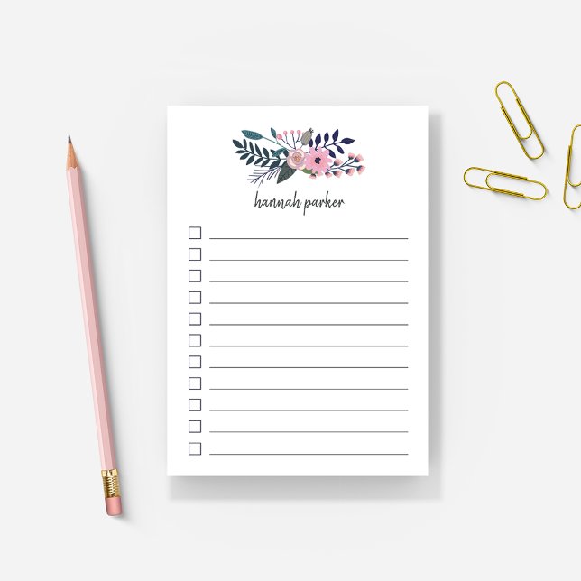 Pink Meadow | Lined Floral To Do List Post-it Notes (Creator Uploaded)