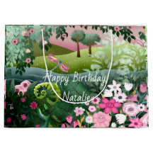 Pink Meadow with Dragonfly Handpainted