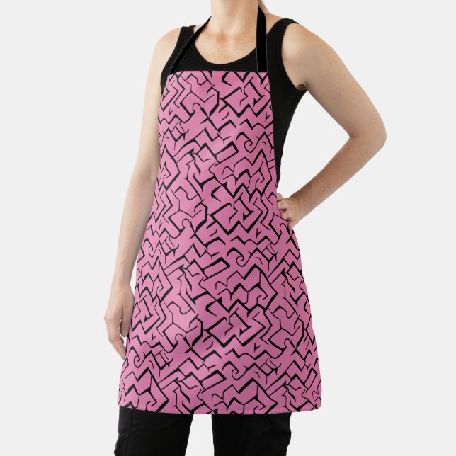 Pink Meander Repeating Pattern | Modern Maze Apron (Insitu)