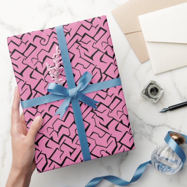 Pink Meander Repeating Pattern | Modern Maze Wrapping Paper (Gifting)