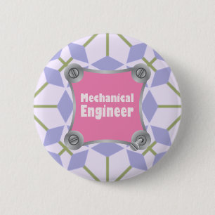 Pink Mechanical Engineer 6 Cm Round Badge