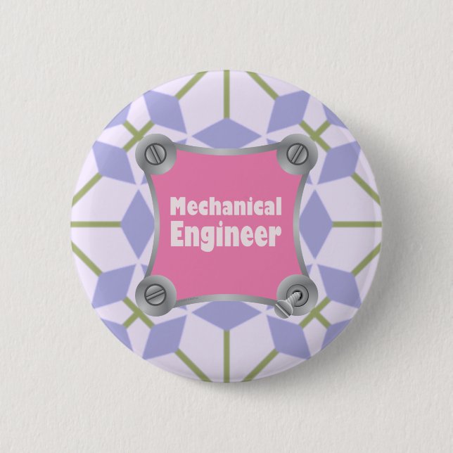 Pink Mechanical Engineer 6 Cm Round Badge (Front)