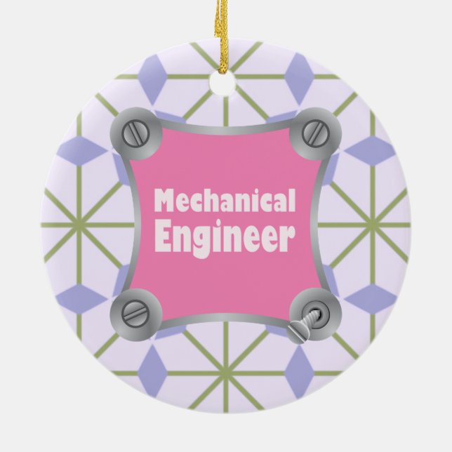 Pink Mechanical Engineer Ceramic Ornament (Back)