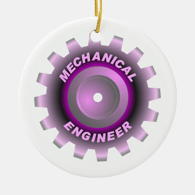 Pink Mechanical Engineer Gear Ceramic Ornament (Front)