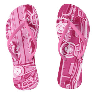 PINK MECHANICAL GEARS INDUSTRIAL MACHINERY TANK THONGS