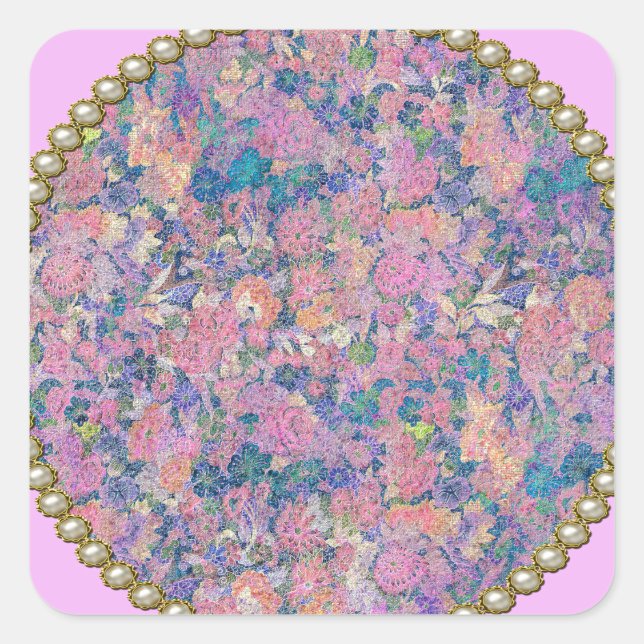 Pink medallion square sticker (Front)