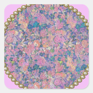 Pink medallion square sticker