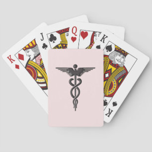 Pink Medical Caduceus Playing Cards