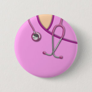 Pink Medical Scrubs 6 Cm Round Badge
