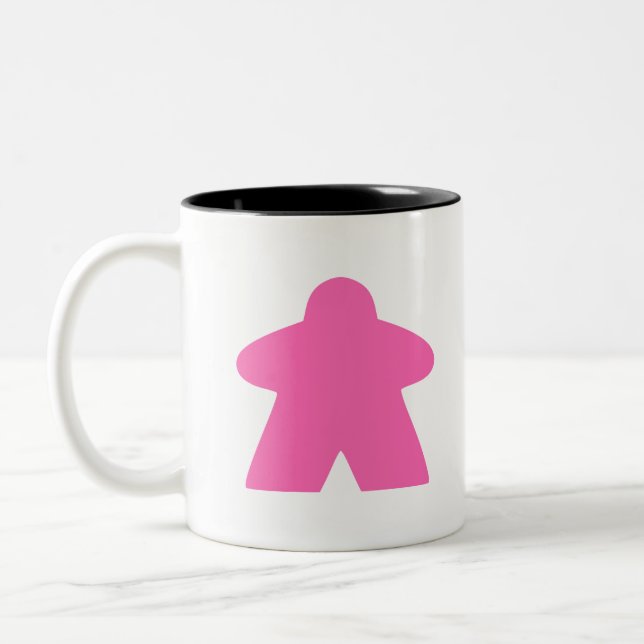 Pink Meeple Board Game Piece Two-Tone Coffee Mug (Left)