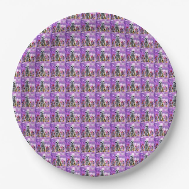 Pink Meerkat Logo Pattern, Paper Plate (Front)