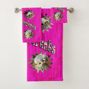Pink Meerkat Stars And Meerkats Logo, Bath Towel Set