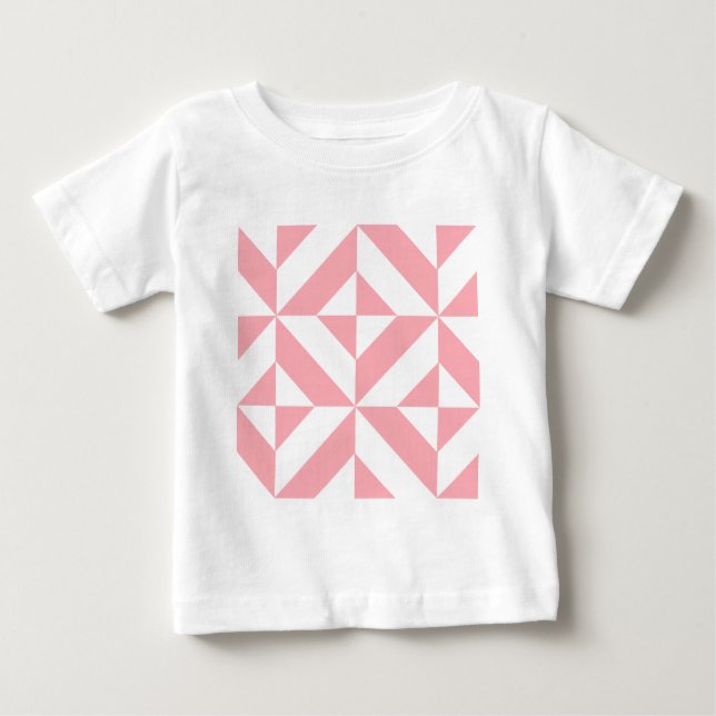 Pink Melon Geometric Deco Cube Pattern Baby T-Shirt (Front)