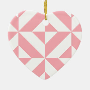 Pink Melon Geometric Deco Cube Pattern Ceramic Ornament