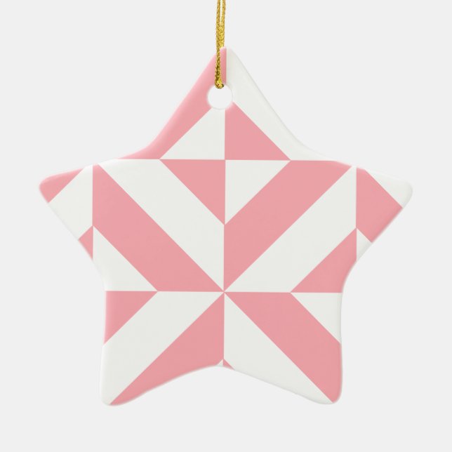 Pink Melon Geometric Deco Cube Pattern Ceramic Tree Decoration (Front)