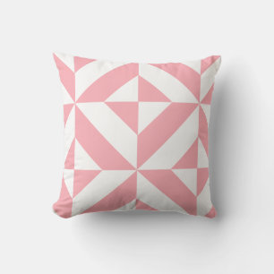 Pink Melon Geometric Deco Cube Pattern Cushion