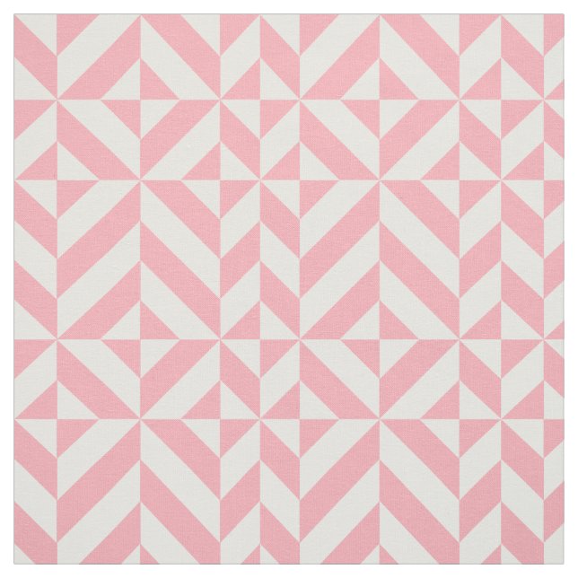 Pink Melon Geometric Deco Cube Pattern Fabric (Swatch)