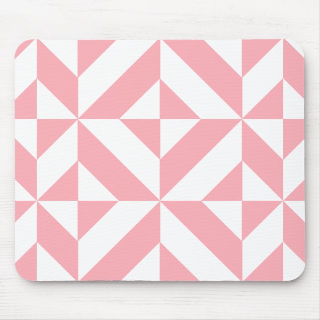 Pink Melon Geometric Deco Cube Pattern Mouse Pad (Front)