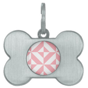 Pink Melon Geometric Deco Cube Pattern Pet Name Tag