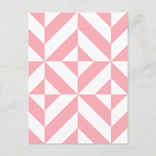 Pink Melon Geometric Deco Cube Pattern Postcard (Front)
