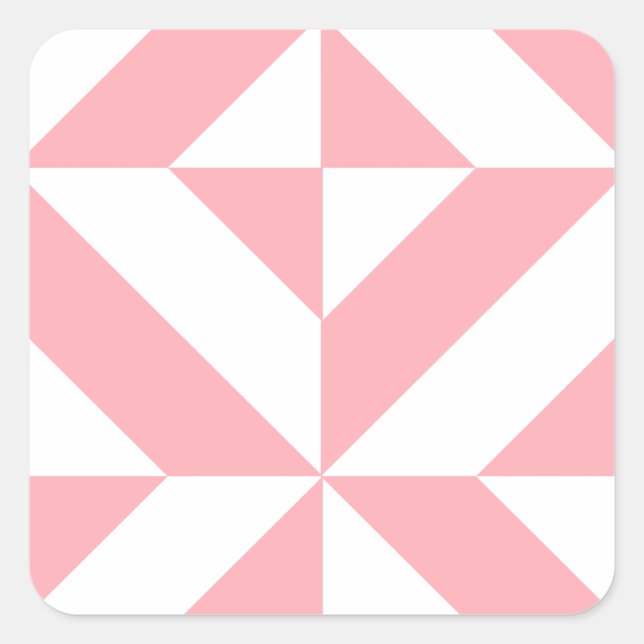 Pink Melon Geometric Deco Cube Pattern Square Sticker (Front)