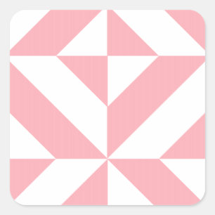 Pink Melon Geometric Deco Cube Pattern Square Sticker