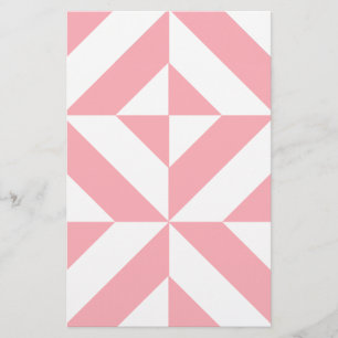Pink Melon Geometric Deco Cube Pattern Stationery