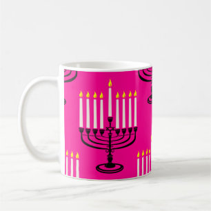 pink menorah hanukkah purim jewish print coffee mug