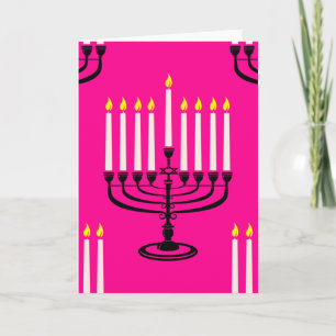 pink menorah hanukkah purim jewish print invitation