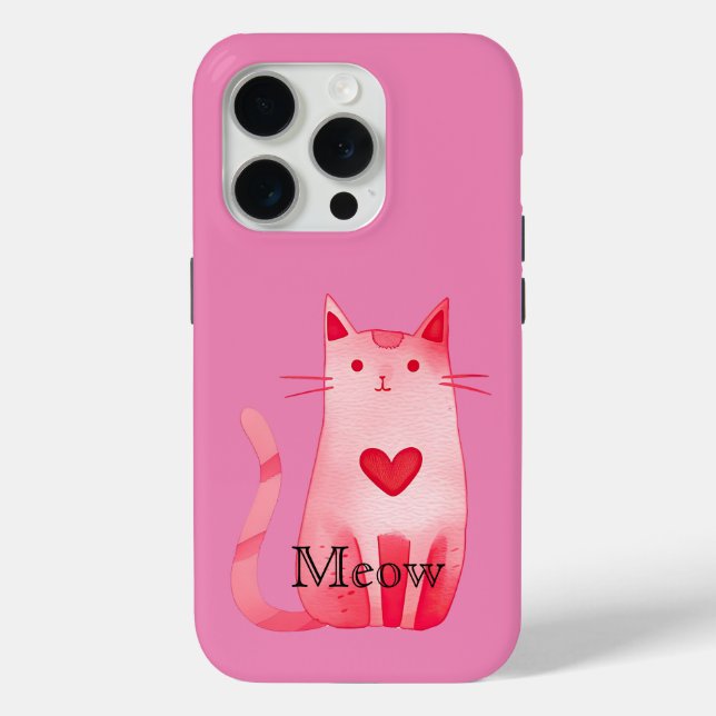 Pink Meow Heart Cat Case-Mate iPhone Case (Back)