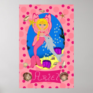 Pink Merfaery and Dolphin Print