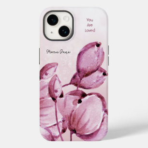 Pink Merlot Peonies Buds Personalised Case-Mate iPhone 14 Case