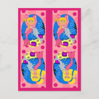 Pink Mermaid and Merfaery Bookmarks Postcard