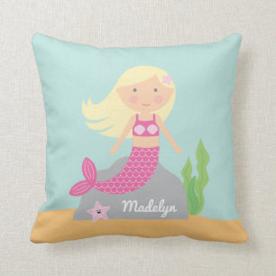 Pink Mermaid and Starfish Pillow