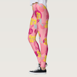 Pink Mermaid Brigit, Dolphin and polka dots Leggings