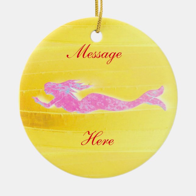 pink mermaid customised ceramic ornament (Front)
