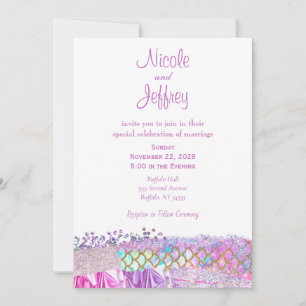 Pink Mermaid Elegant Wedding Invitation