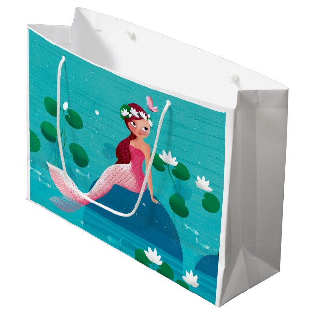 Pink Mermaid Gift Bag (Front Angled)