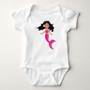 Pink Mermaid girl art Baby Bodysuit