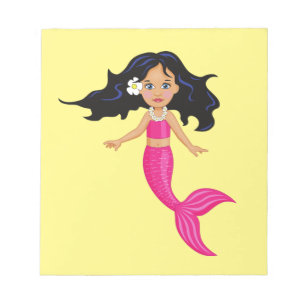 Pink Mermaid girl art Notepad