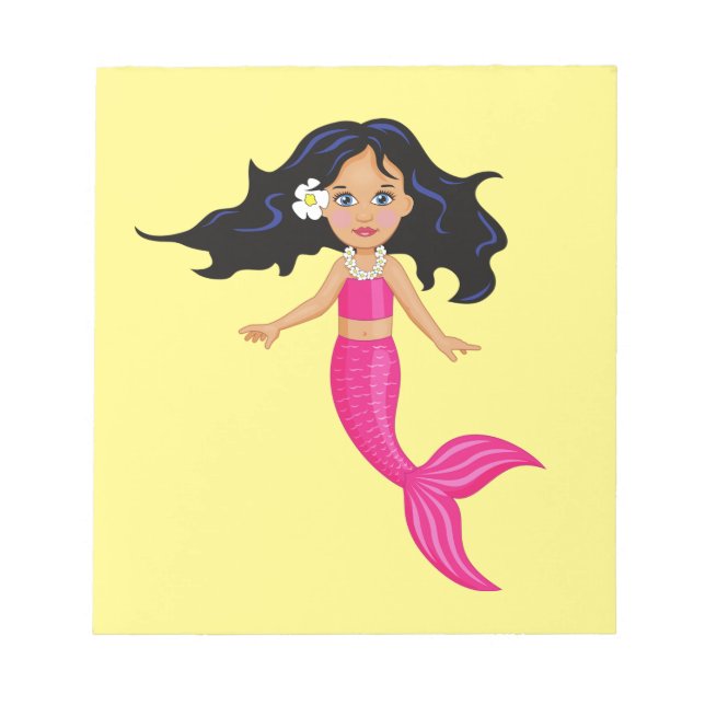 Pink Mermaid girl art Notepad (Front)