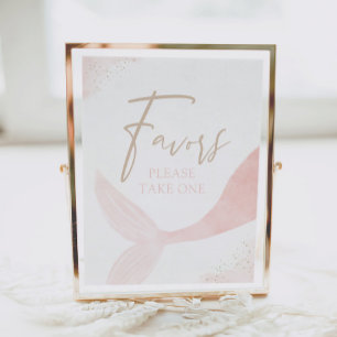 Pink Mermaid Girl Birthday Favours Sign