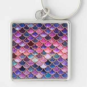 Pink Mermaid Glitter Scales- Mermaid Scales Key Ring