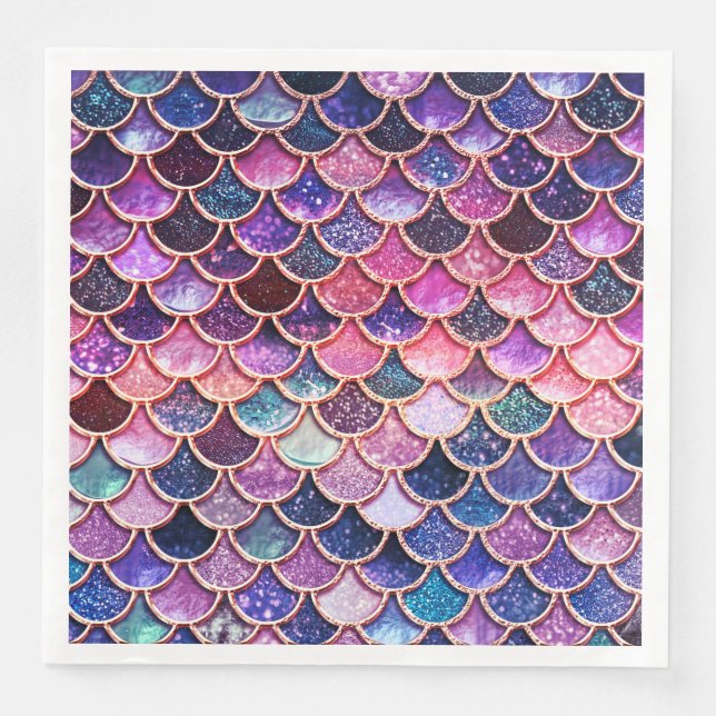 Pink Mermaid Glitter Scales- Mermaid Scales Napkin (Front)