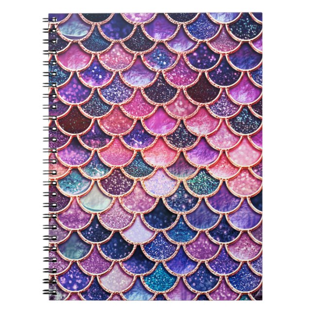 Pink Mermaid Glitter Scales- Mermaid Scales Notebook (Front)