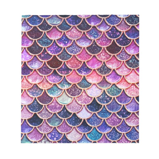 Pink Mermaid Glitter Scales- Mermaid Scales Notepad (Front)
